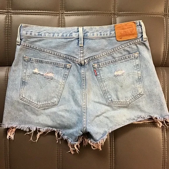 Levi distressed high-waisted jean shorts - Picture 1 of 9
